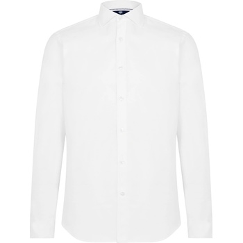 Haines and Bonner Футболна фланелка Haines and Bonner Edward Slim Fit Cutaway Collar Twill Shirt - White 01