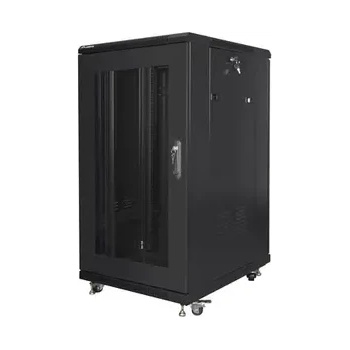 Image 1 of Lanberg Комуникационен шкаф, Lanberg rack cabinet 19" free-standing 22U/600x800 (flat pack) with mesh door black (FF01-6822-23B)