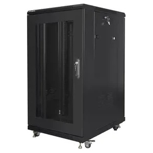 Lanberg Комуникационен шкаф, Lanberg rack cabinet 19" free-standing 22U/600x800 (flat pack) with mesh door black (FF01-6822-23B) - xtreme