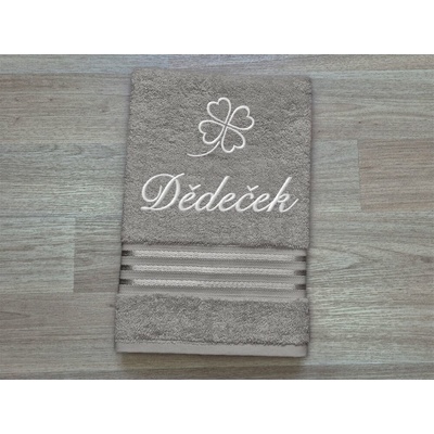Povlečení Plus osuška dědeček se čtyřlístkem 70 x 140 linie tmavě šedá