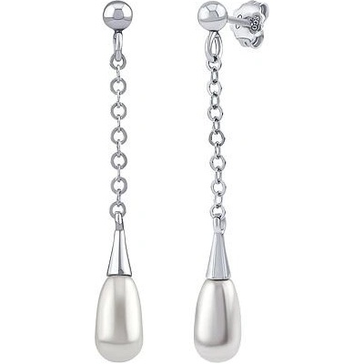 Silvego Strieborné visiace retiazkové náušnice Denali s pravou perlou STF1806EPW