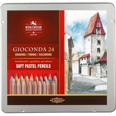 Koh-i-Noor křídy prašné umělecké v tužce GIOCONDA souprava 24ks v plechové krabičce