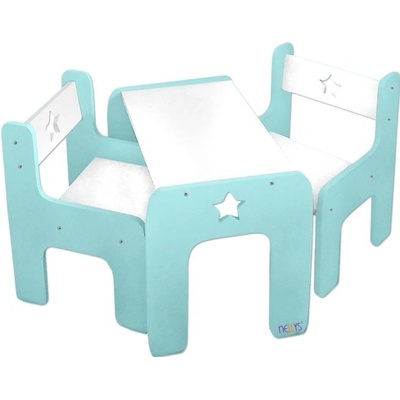Nellys sada nábytku Star stůl + 2 x židle mátová s bílou