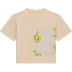 GUESS Розова тениска за момиче с голямо котрастно лого Guess и лимони