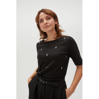 Moodo Черна щампована тениска Moodo | Cheren | ЖЕНИ | XS