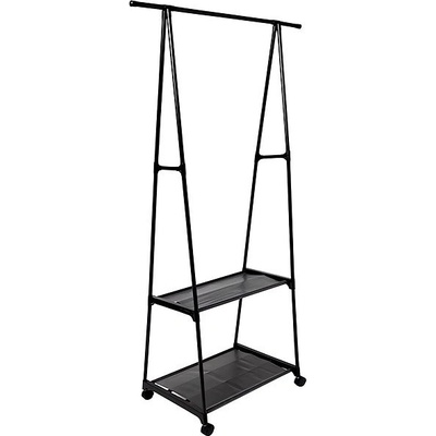 Verk 27256 Věšák na oblečení s dvěma policemi na boty černý – Zbozi.Blesk.cz