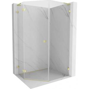 Mexen Lunar L петстенна душ кабина отваряема лява 80 x 90 см, прозрачна, златисто матирана - 831L-080L-090P-55-00-L (831L-080L-090P-55-00-L)