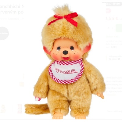 Monchhichi Mončiči dievča béžové s červeným podbradníkom 20 cm