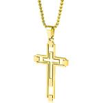HARAHU Колие EM-34150 Cross - Златен KP34150