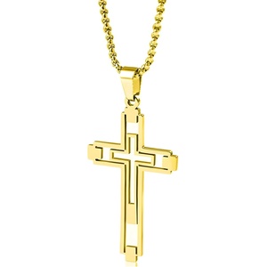 HARAHU Колие EM-34150 Cross - Златен KP34150