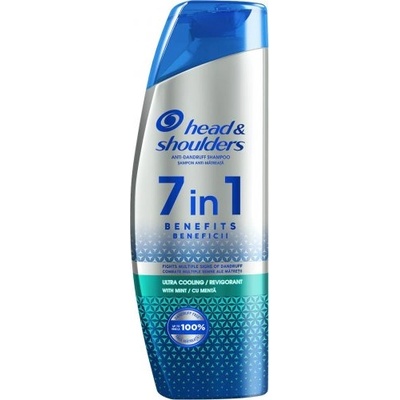 Head & Shoulders 7 in 1 Benefits Ultra Cooling Shampoo - Освежаващ шампоан за мъже против пърхот с мента 270мл