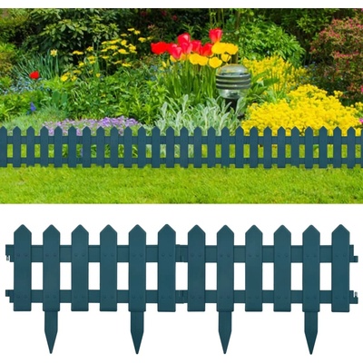 vidaXL Ниски огради за лехи, 25 бр, зелени, 10 м, полипропилен (48617)