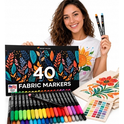 Permanentné fixky na textil 40 ks