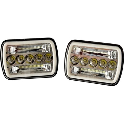 Súprava štvorcových svetlometov LED, Chróm, Blinkr, Jeep Cherokee XJ, Wrangler YJ, serie XBS