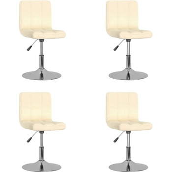 vidaXL Въртящи се трапезни столове, 4 бр, кремави, текстил (3087450)