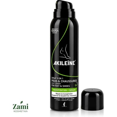 Akileine Sprej na nohy a boty proti zápachu 3 v 1 Black 150 ml