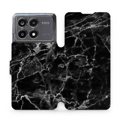 Flipové pouzdro Mobiwear - Xiaomi Poco X6 Pro 5G - V056P Černý mramor (Knížkové flip pouzdro, obal, kryt na mobil Xiaomi Poco X6 Pro 5G - V056P Černý mramor, materiál Umělá kůže + TPU - ochrana 360°,