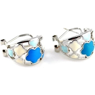 Prosperk náušnice modro bílé květy S0592