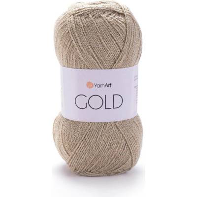 Yarn Art příze Gold 9048 světle hnědá se zlatou nitkou