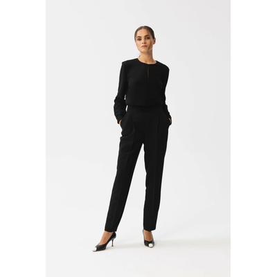 Stylove Woman's Jumpsuit with a split neckline black