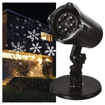 Emos DCPC04 LED dekoratívny projektor vločky 3,6W IP44 studená biela rotujúce svetlo čierna