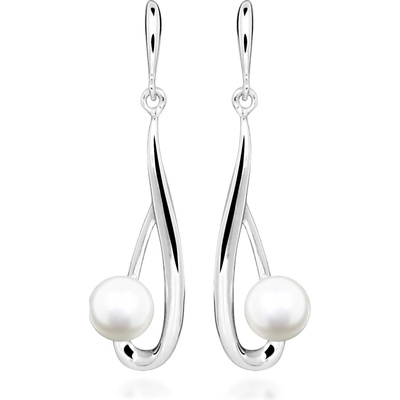 Silver Cat Strieborné visiace náušnice s pravou perlou Pearls SC612