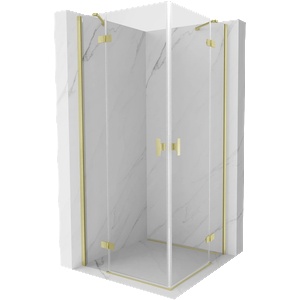 Mexen Mist-H Duo шарнирна душ кабина 85 x 85 cm, прозрачна, четкано злато - 8A5-085L-085P-55-00 (8A5-085L-085P-55-00)