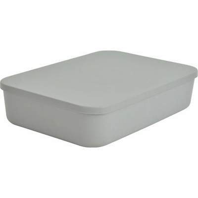 Homéa Sivý plastový úložný box s vekom 35,5 x 25,5 x 8 cm