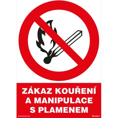 Walteco Zákaz fajčenia a manipulácie s plameňom 210x297mm, formát A4, samolepka Množstvo: 1 ks , 20041