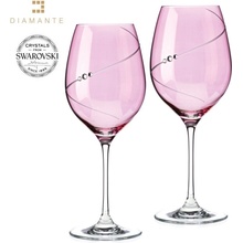 Swarovski Elements Crystalex Bohemia Glass Sklenice na červené víno růžové se Silhouette Pink 470 ml