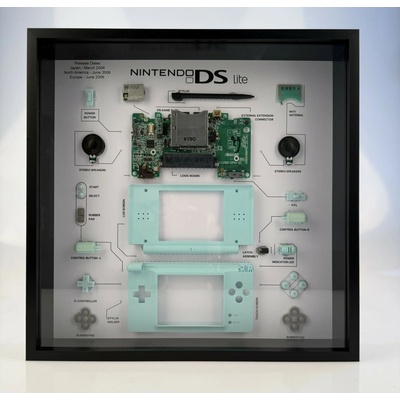 Nintendo DS Lite, rámeček s rozebranou retro konzolí