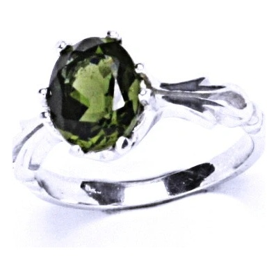 Čištín Zlatý prsten přírodní vltavín bílé i žluté zlato T 1262