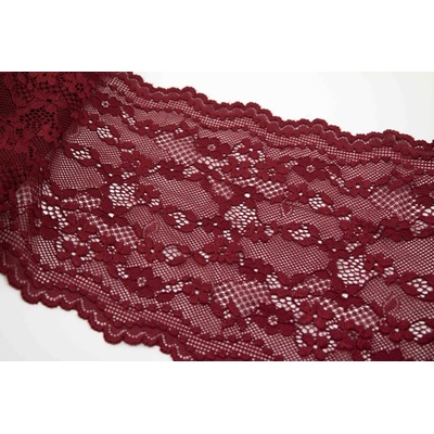 Elastická krajka, vsadka - vínová - šírka 17 cm