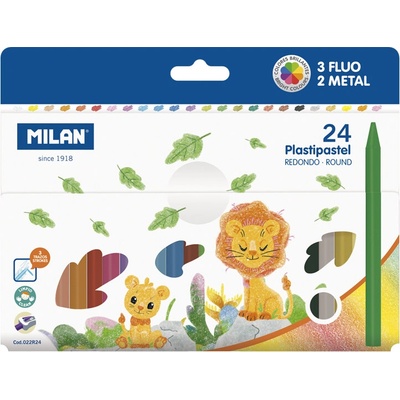 Milan Pastelky kulaté plastické 19 ks + 3 ks FLUO + 2 ks metalické 451798