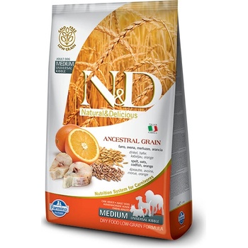 N&D Ancestral Grain Low Grain Adult Maxi Codfish & Orange 2,5 kg