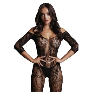 Le Désir Bodystocking с дантелени ръкави - Един размер