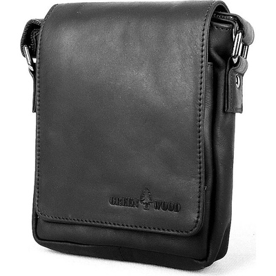 GreenWood malá pánská kožená crossbody taška no. 1048 černá