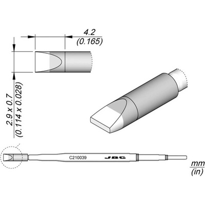 JBC Tools C210039 spájkovací hrot dlátová forma Dĺžka hrotov 10.2 mm Obsah 1 ks