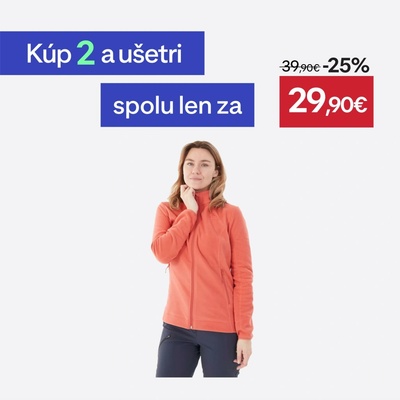 Quechua dámska fleecová turistická mikina MH100 oranžová