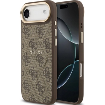 GUESS Калъф Guess - 4G Gold Frame, iPhone Air, MagSafe, кафяв (3666339519209)