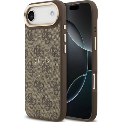 GUESS Калъф Guess - 4G Gold Frame, iPhone Air, MagSafe, кафяв (3666339519209)