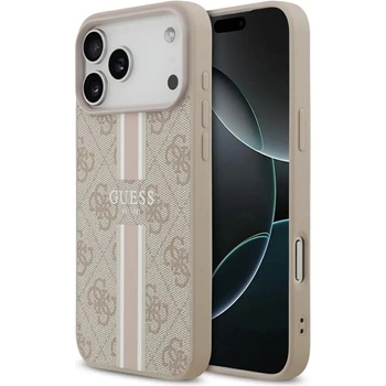 GUESS Калъф Guess 4G Printed Stripes MagSafe за iPhone 17 Pro Max - розов