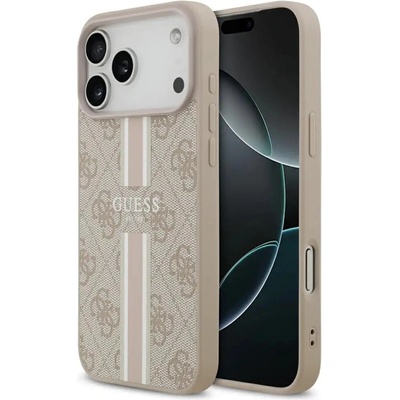 GUESS Калъф Guess 4G Printed Stripes MagSafe за iPhone 17 Pro Max - розов