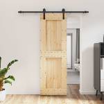 vidaXL Преплъзваща се врата Естествено и черно 70 x 210 cm (3444900)