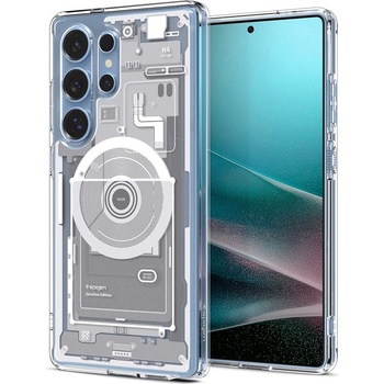 Spigen Ultra Hybrid MagSafe Zero One Case - хибриден кейс с висока степен на защита с MagSafe за Samsung Galaxy S25 Ultra (прозрачен-бял)