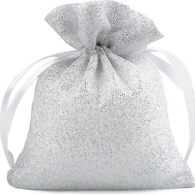 Dárkový pytlík třpytivý 10x13 cm organza, malé, 1 stříbrná světlá