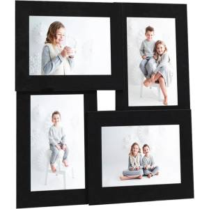 vidaXL Фоторамка колаж за 4 снимки (10х15 см), черна, МДФ (332774)