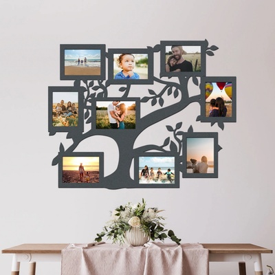 dřevo života Fotorámeček na zeď FAMILY Zvolte barvu dekoru: Antracitová, Velikost fotorámečku: 65x51