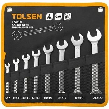 TOLSEN TOOLS Комплект гаечни ключове 8 броя 6-22 мм CrV, DIN 3110 TOLSEN ТЛС15891