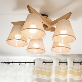 LAMKUR Плафон ANTONIO 5xE14/40W/230V дъб, монтиран на таван (LA40349)